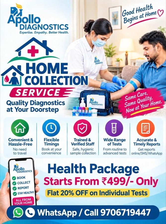 Apollo Diagnostics Home Collection — Health Package starting at ₹499
